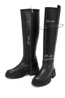 Women's Black Zippered Thick Soled Leather Boots | Derimod