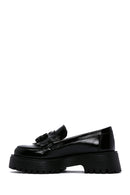 Women's Black Tassel Leather Masculine Loafer | Derimod