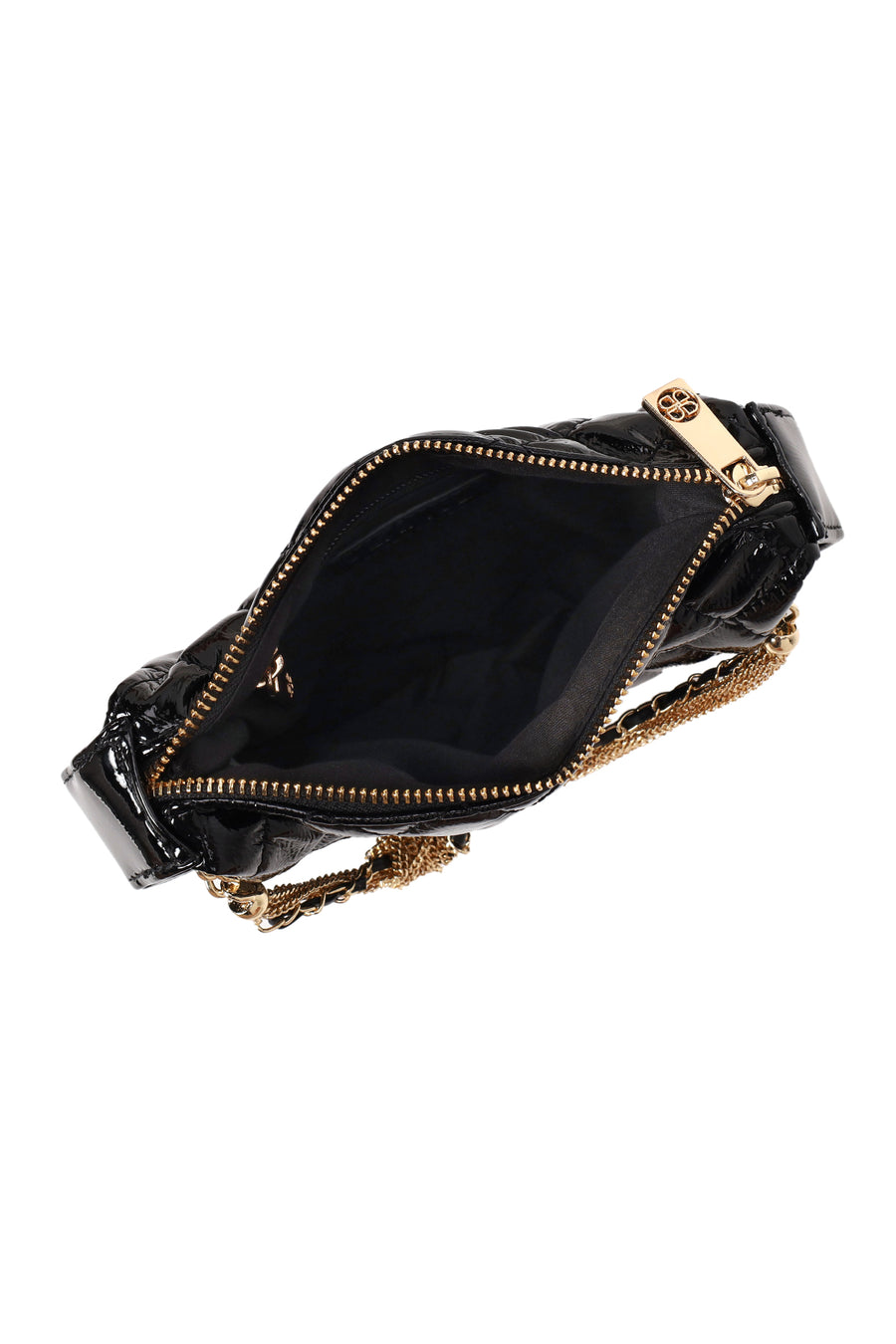 Woman Black Long-Strap Quilted Mini Evening Bag