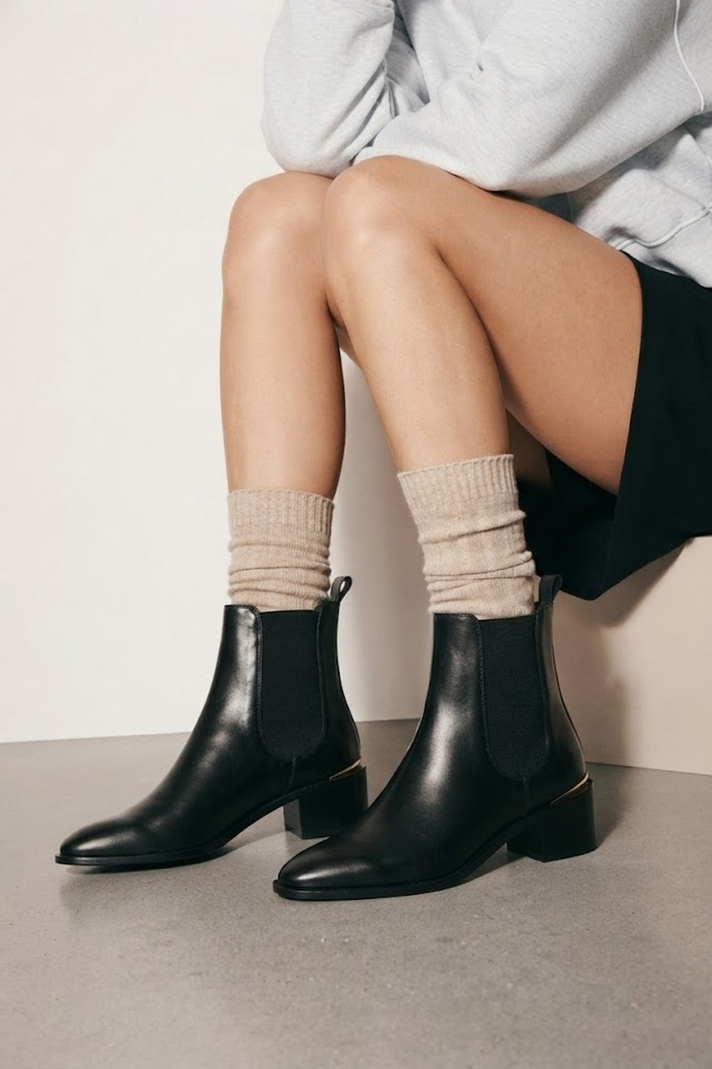 Kadın Siyah Deri Chelsea Bot