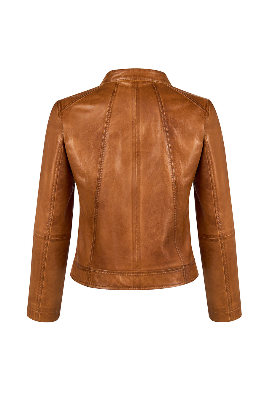 Magic Woman Brown Hooded Short Sport Leather Jacket