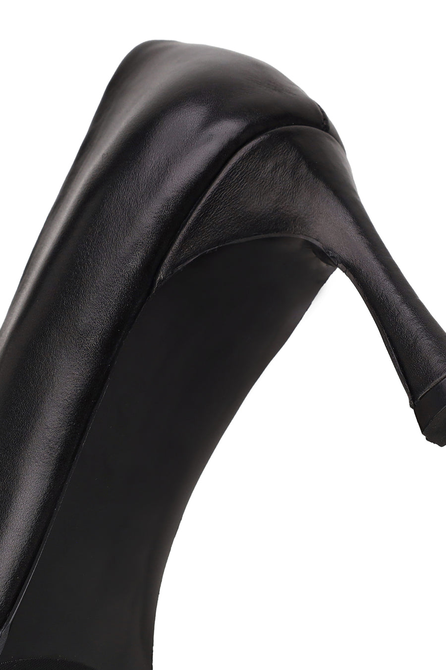 Woman Black Thin-Heeled Leather Stiletto