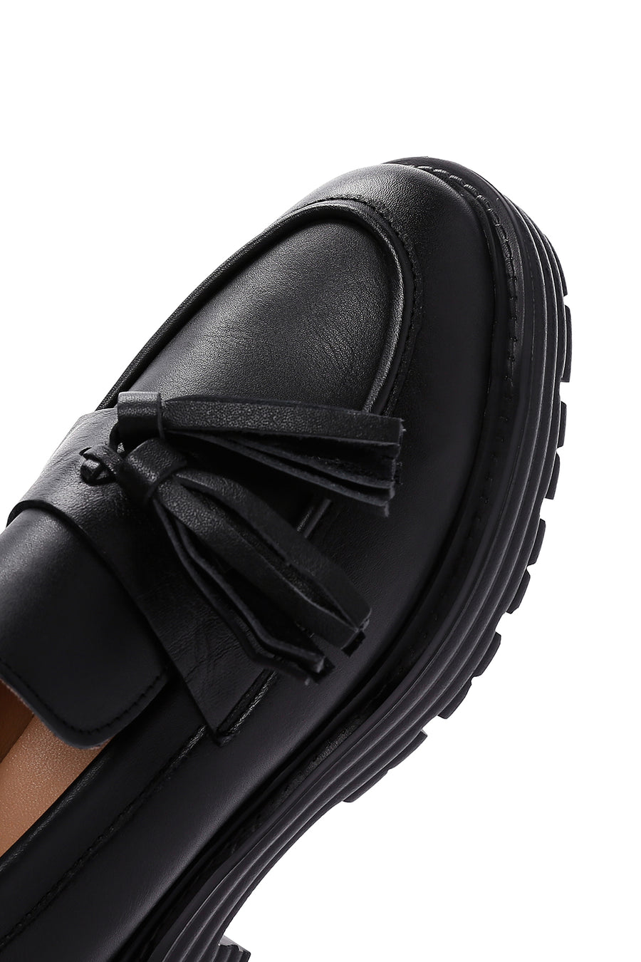 Kadın Siyah Deri Maskülen Loafer