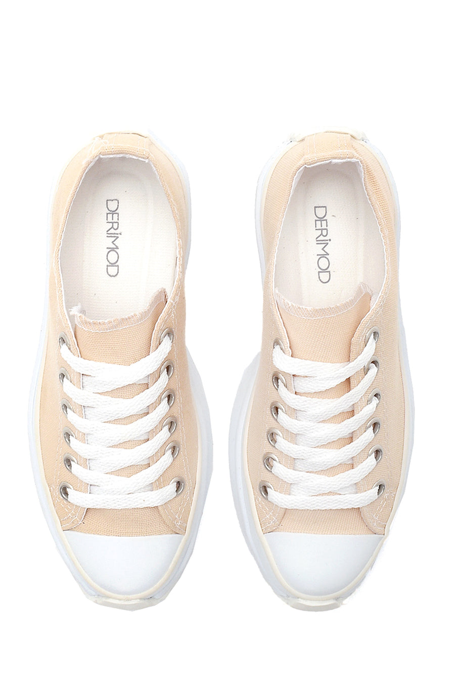 Kadın Bej Kalın Tabanlı Kumaş Sneaker