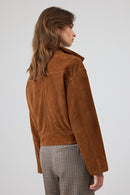 Anita Women's Brown Oversize Short Suede Leather Jacket | Derimod