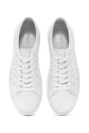 Men's White Lace-up Thick-Sole Leather Sneaker | Derimod