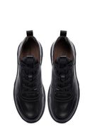 Erkek Siyah Bağcıklı Deri Casual Sneaker | Derimod