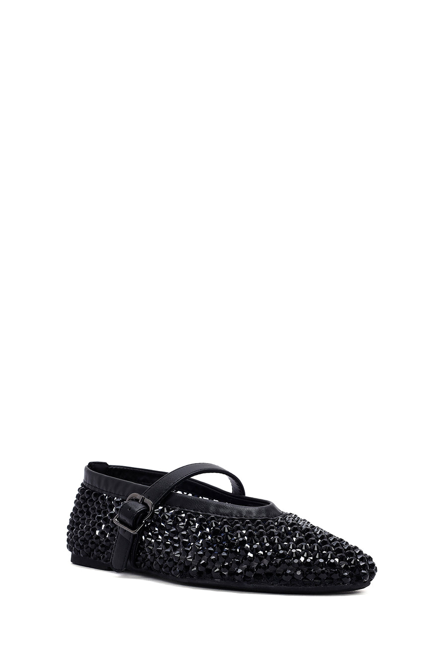 Women's Black Mesh Stoned Ballerinas