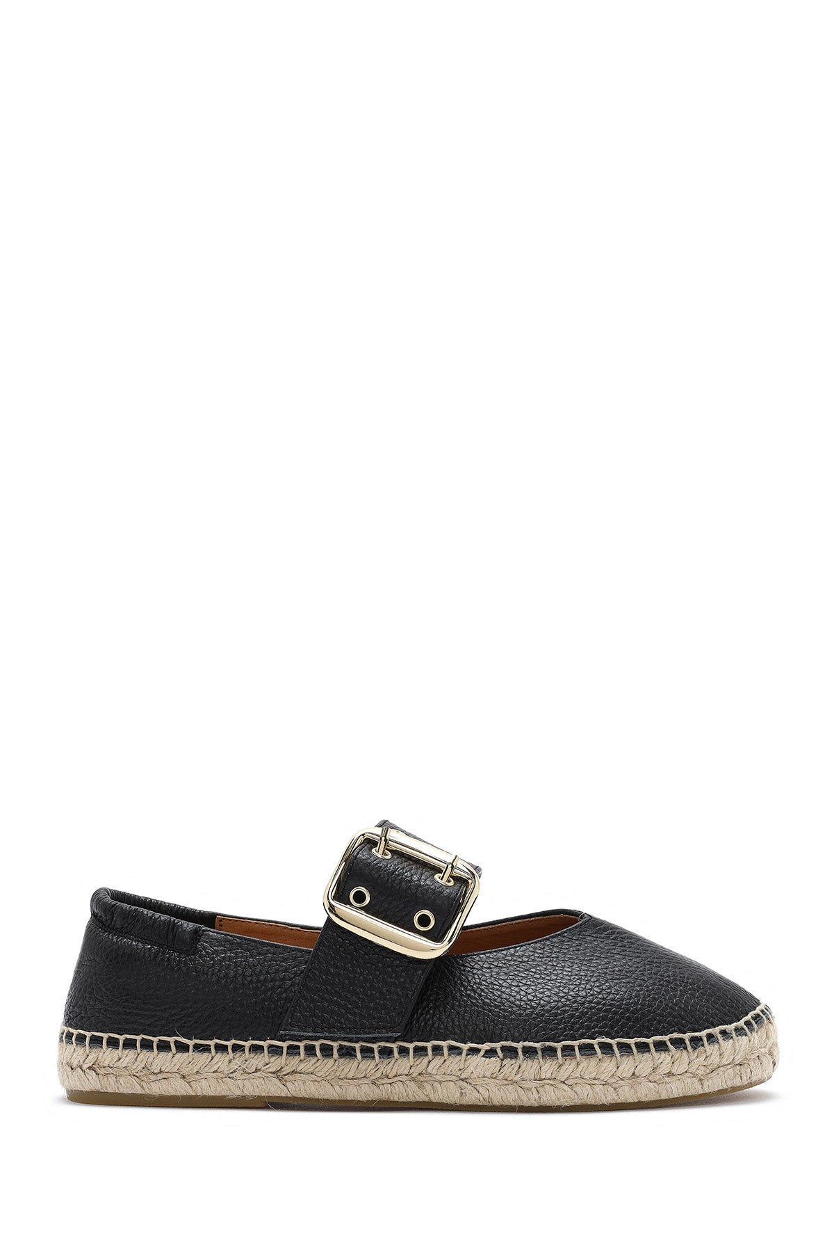 Women's Black Buckled Leather Espadrilles 25SFD4570FT | Derimod