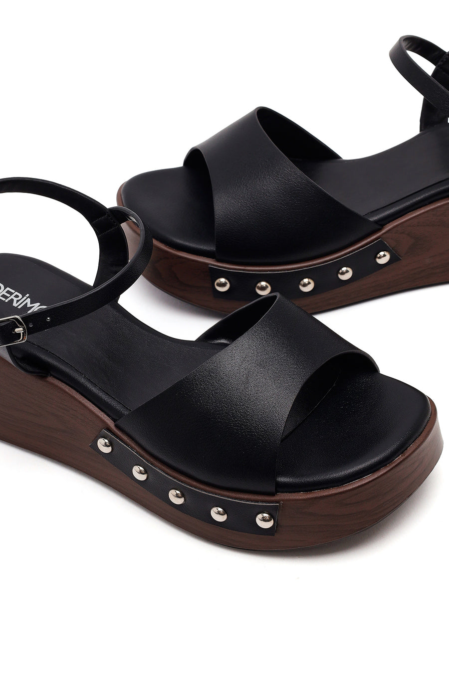 Women's Black Ankle Buckle Platform Sandals
