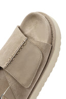 Women's Beige Strappy Suede Leather Sandals | Derimod