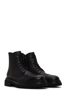 Male Black Lace-up Zip Closure Leather Casual Boots | Derimod