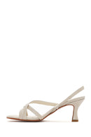 Women's White Strappy Thin Heel Leather Sandals | Derimod