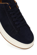 Erkek Lacivert Bağcıklı Kalın Tabanlı Süet Deri Sneaker | Derimod