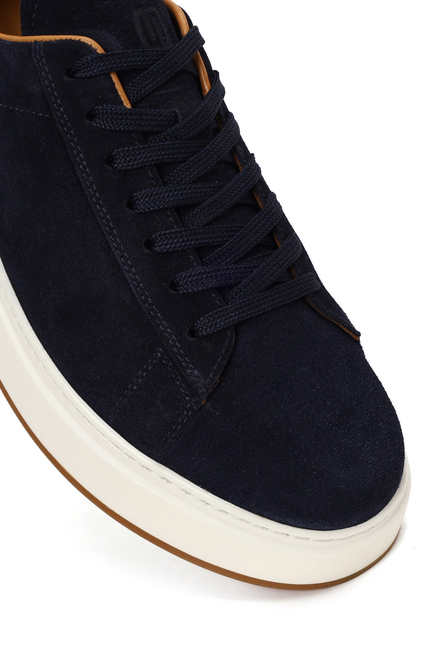 Erkek Lacivert Bağcıklı Kalın Tabanlı Süet Deri Sneaker
