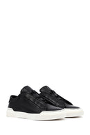 Erkek Siyah Bağcıklı Deri Sneaker | Derimod