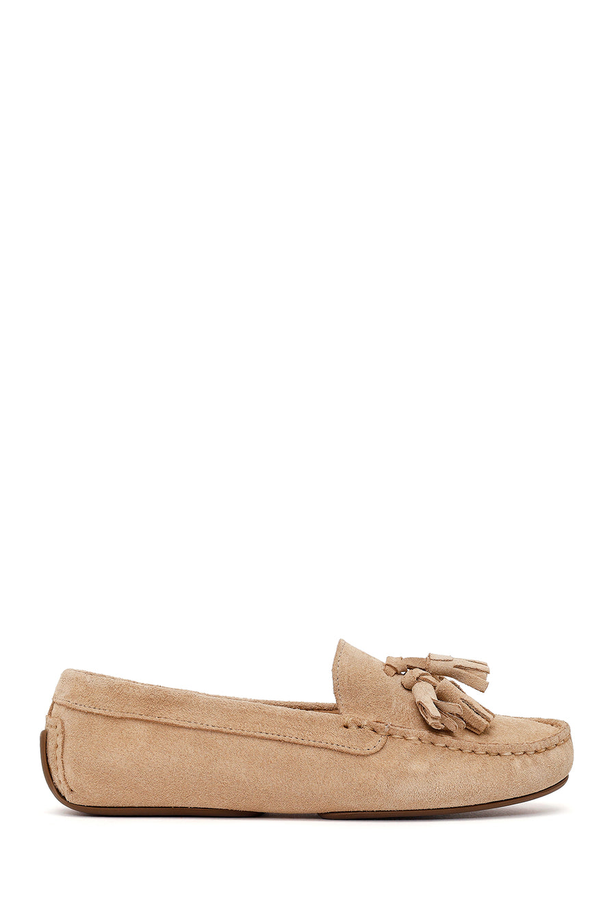 Woman Beige Fringed Suede Loafer 26PFD151210 | Derimod