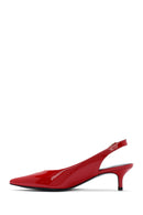 Women's Red Open Back Low Heel Patent Leather Shoes | Derimod