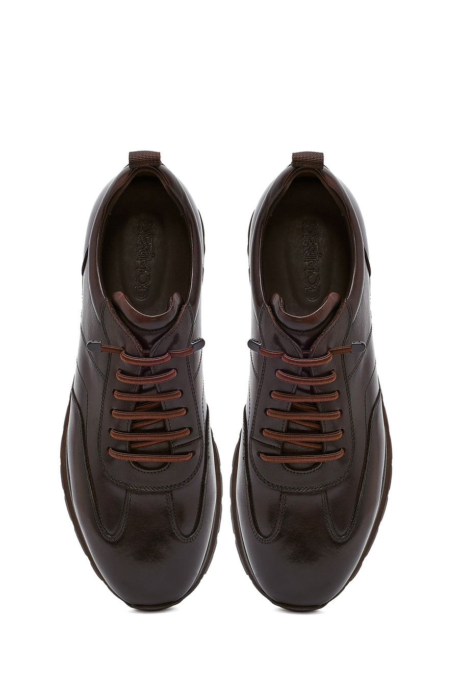Men's Brown Lace-Up Leather Casual Sneakers