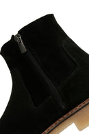 Men's Black Zippered Suede Leather Casual Boots | Derimod