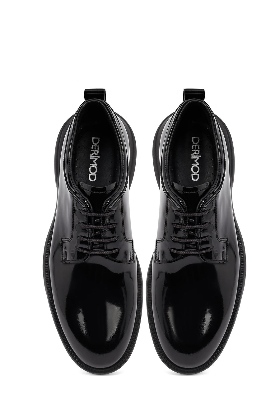 Men's Black Lace-Up Thick-Soled Leather Casual Shoe