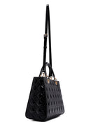 Women's Black Long Strap Patterned Patent Leather Handbag | Derimod