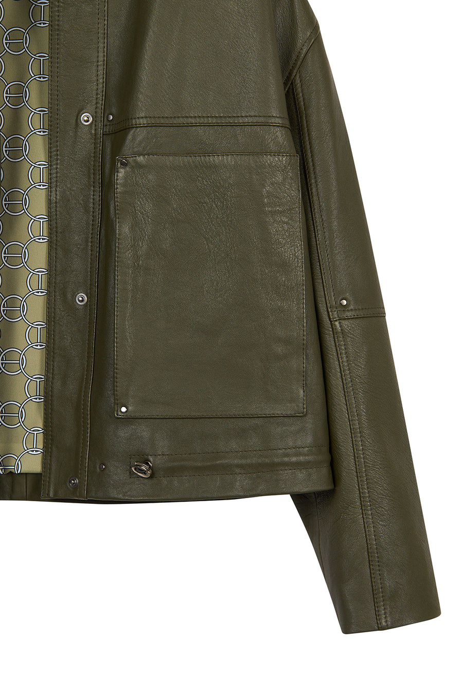 Madlen Woman Green Oversize Leather Jacket