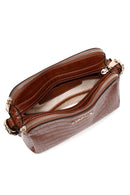 Women's Tan Long Strap Crocodile Patterned Crossbody Bag | Derimod