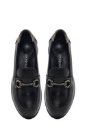 Kadın Siyah Tokalı Dolgu Topuklu Deri Comfort Loafer | Derimod