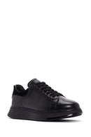 Men's Black Lace-up Thick-Sole Leather Sneaker | Derimod