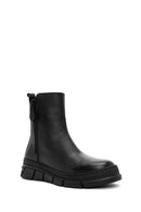 Women's Black Zippered Leather Comfort Boots | Derimod