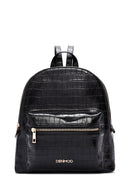 Women's Black Crocodile Backpack | Derimod