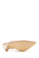 Women's Beige Metal Heeled Slingback Shoes | Derimod