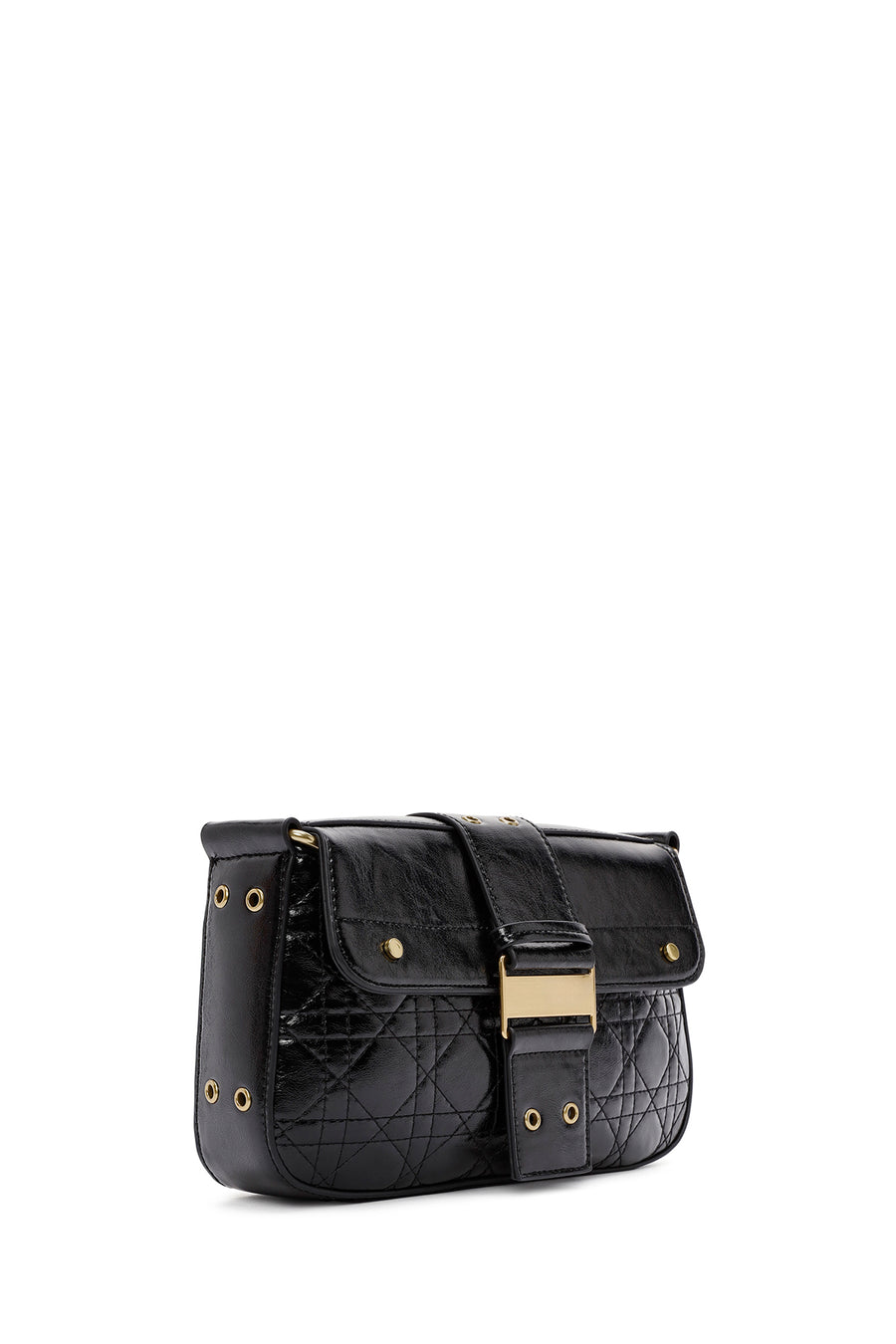 Women's Black Long Strap Buttoned Shoulder Bag