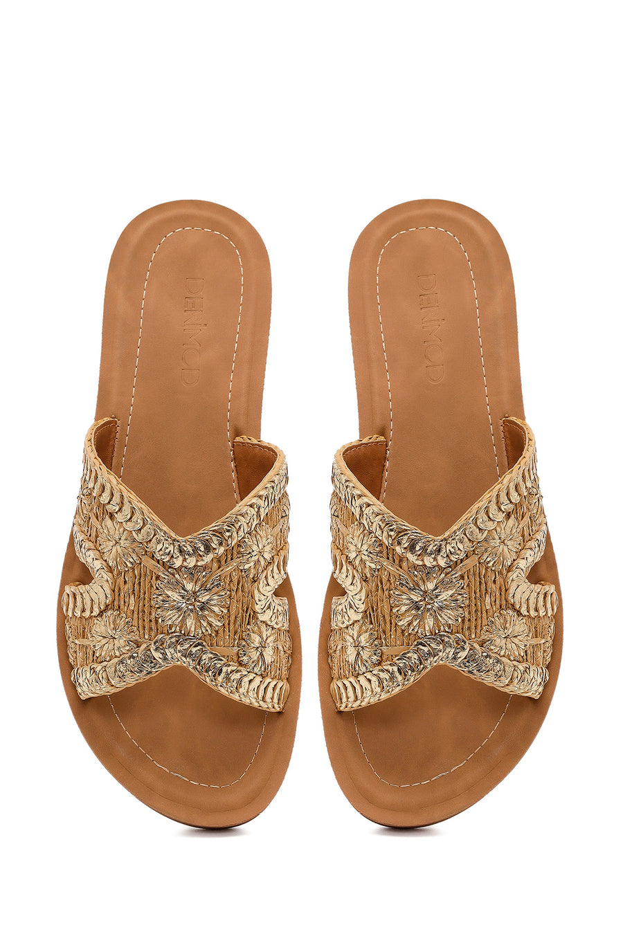 Woman Gold Braided Slippers