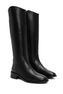 Women's Black Zippered Leather Boots | Derimod