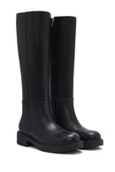 Women's Black Zippered Leather Boots | Derimod