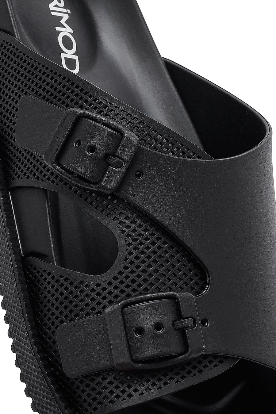 Men's Black Buckled Slippers