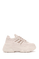 Women's Beige Lace-Up Chunky Sole Sneakers | Derimod