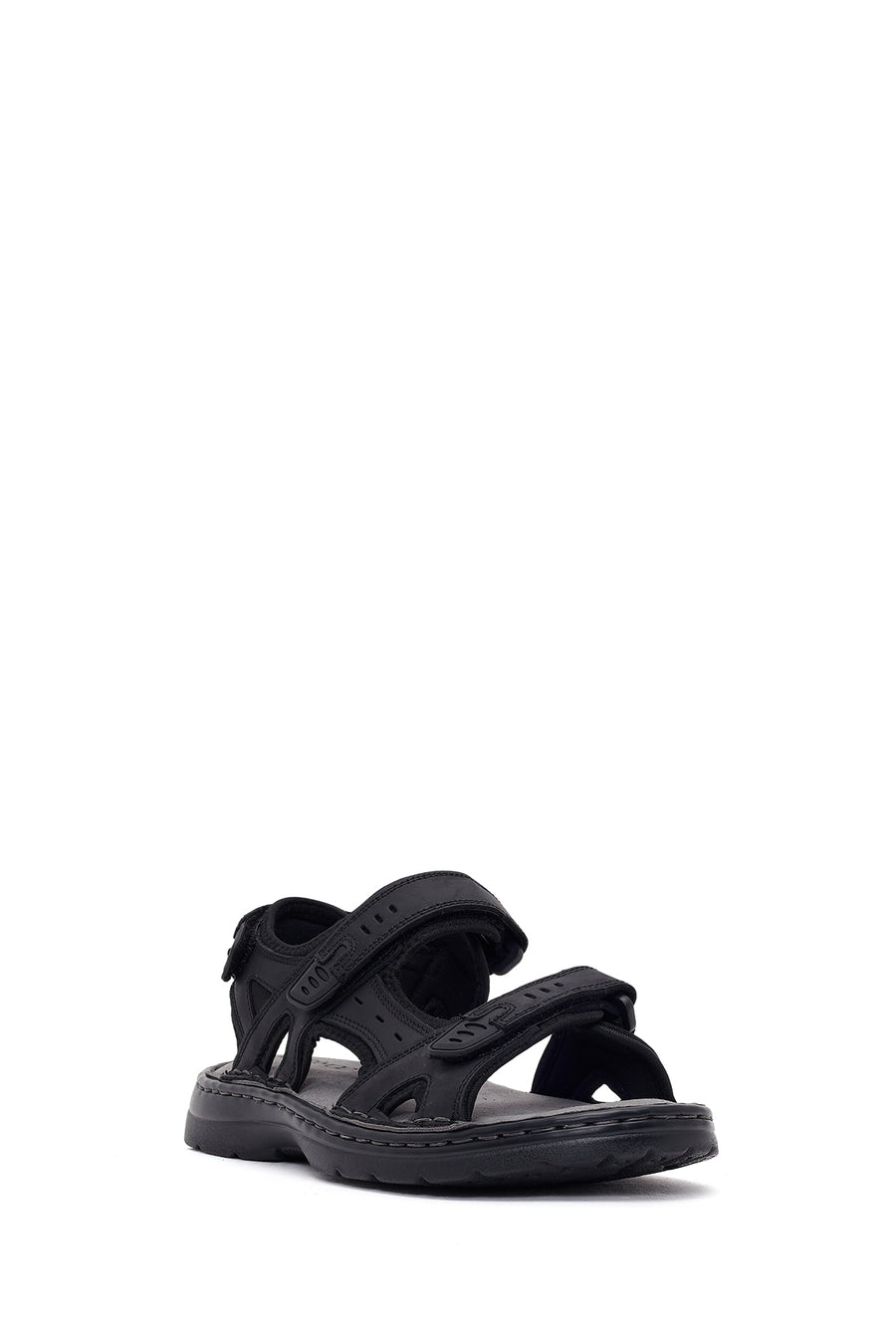 Men's Black Double Strap Leather Sandals