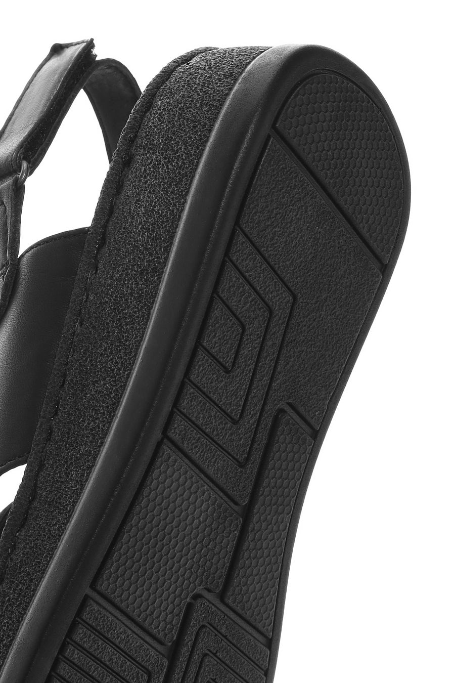 Women's Black Thick Soled Leather Comfort Sandals