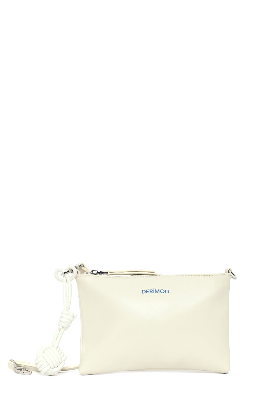 Woman Blue Long Strap Patterned Fabric Shoulder Bag