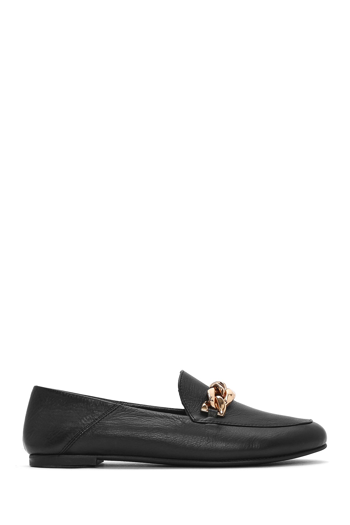 Women's Black Buckled Leather Masculine Loafer 26PFD290018 | Derimod
