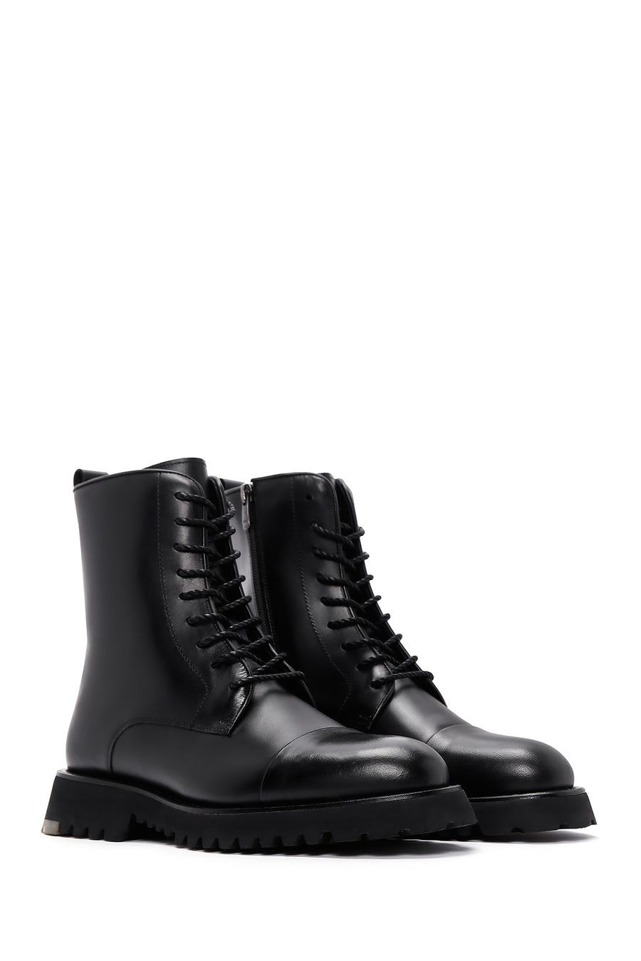 Men's Black Leather Zippered Boots