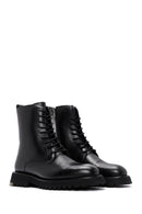 Men's Black Leather Zippered Boots | Derimod