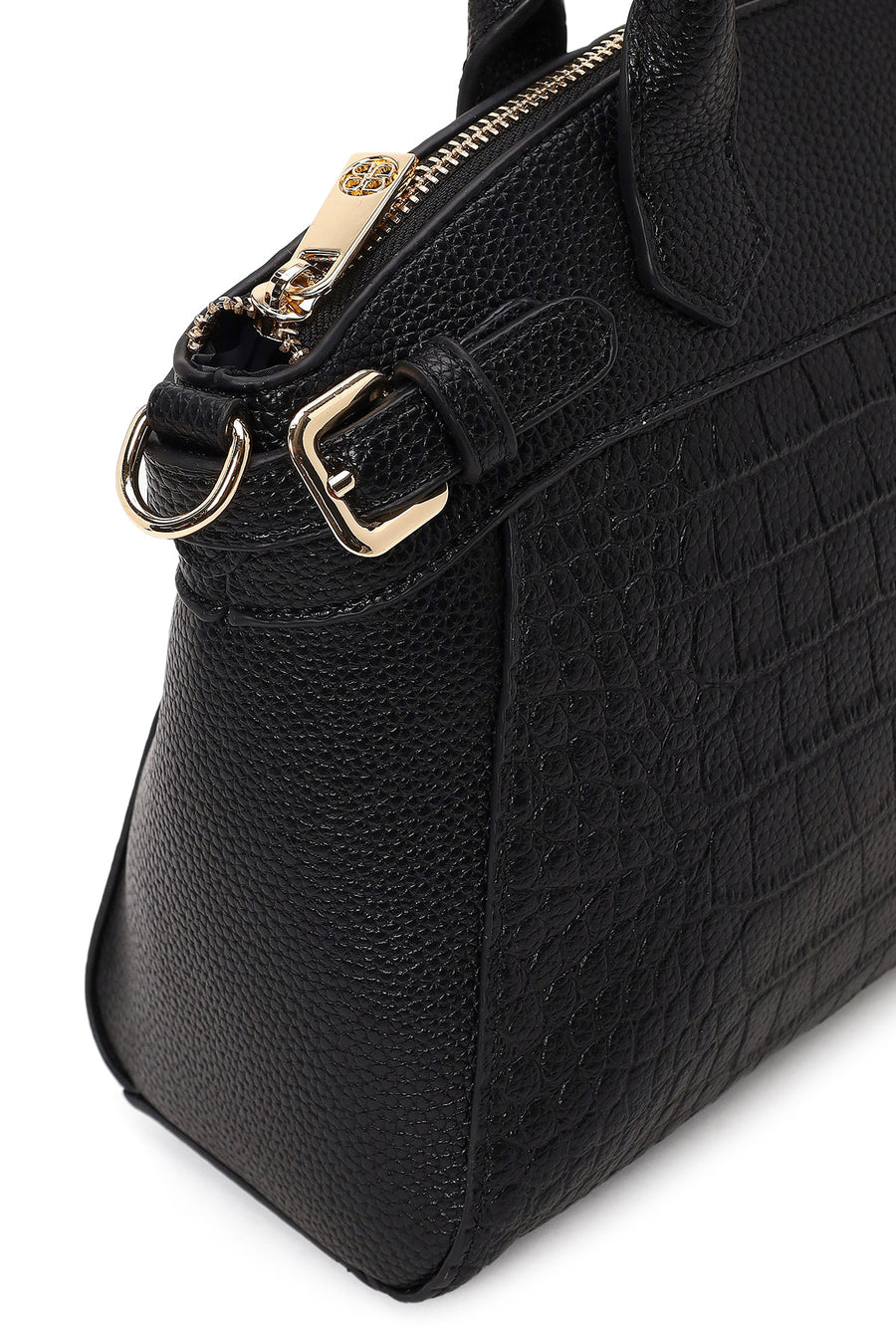 Woman Black Long-Strap Croc-Pattern Classic Shoulder Bag