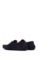 Men's Navy Blue Nubuck Leather Casual Loafer | Derimod