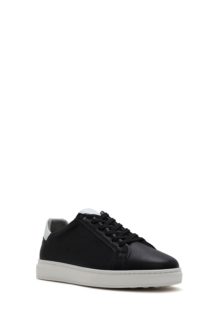 Men's Black Lace-up Leather Sneaker