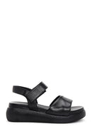 Women's Black Ankle Strap Thick-Sole Leather Sandals | Derimod