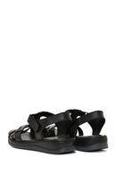 Women's Black Strappy Leather Comfort Sandals | Derimod